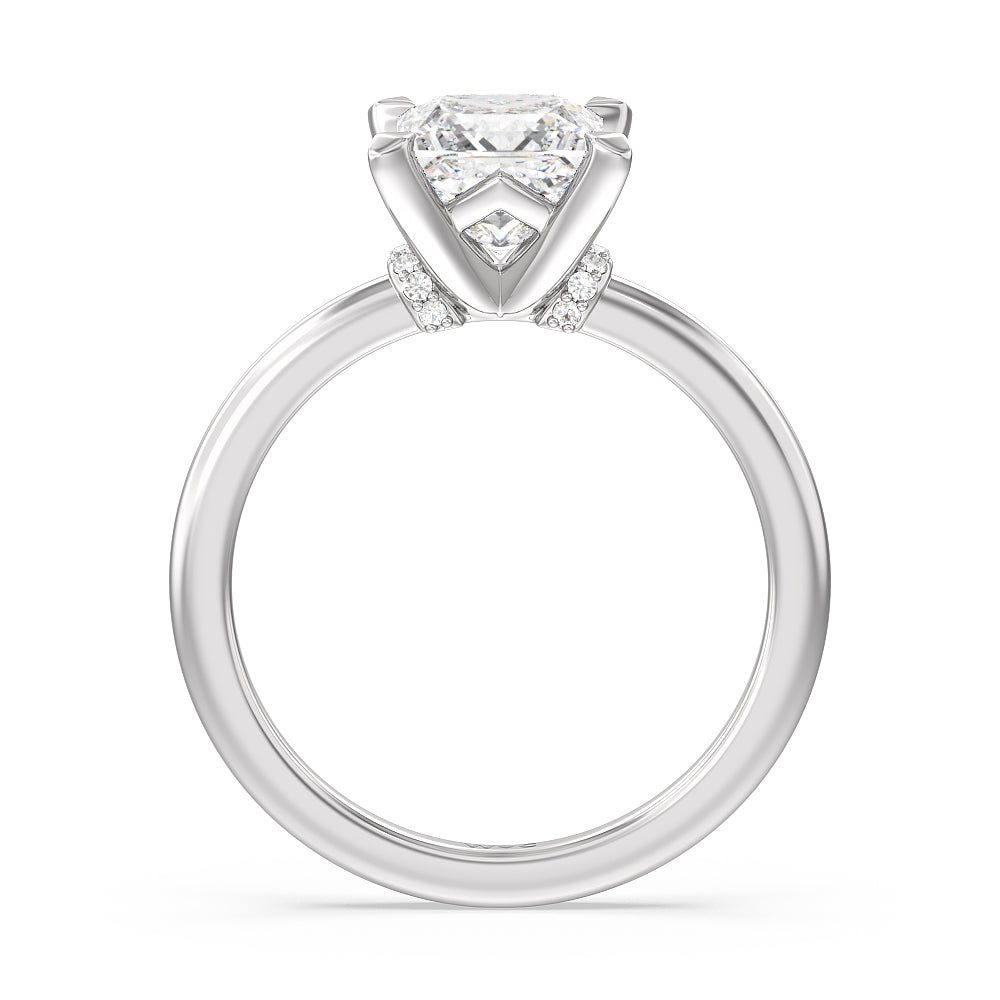 Princess Cut Diamond Collar Fine Line Engagement Ring with Lab Grown Diamond in 14KT Platinum view 2
