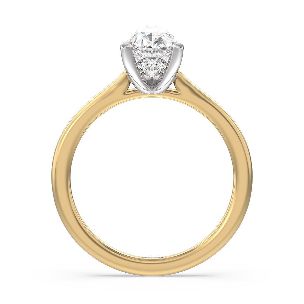 Pear Cut Fine Line Cathedral Solitaire Engagement Ring with Lab Grown Diamond in 14KT White & Yellow Gold view 2
