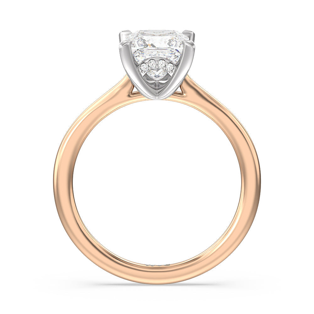 Princess Cut Fine Line Cathedral Solitaire Engagement Ring with Lab Grown Diamond in 14KT White & Rose Gold view 2
