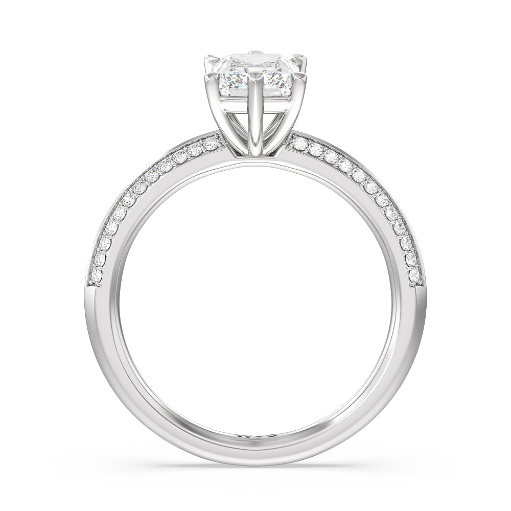 Radiant Cut Fine Line 6 Claw Knife Edge Engagement Ring with Lab Grown Diamond in 14KT Platinum view 2
