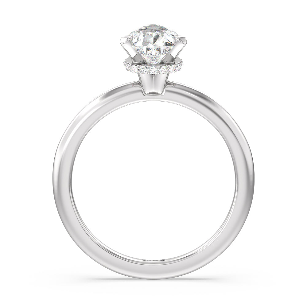 Modern Fine Line Hidden Halo Engagement Ring with Pear Cut Diamond in 14KT Platinum view 2
