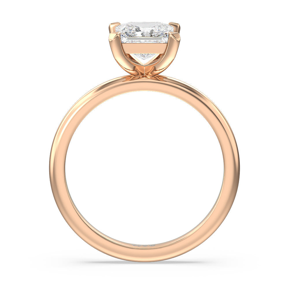 Contour Four Prong Solitaire Engagement Ring with Princess Cut Diamond in 14KT Rose Gold view 2
