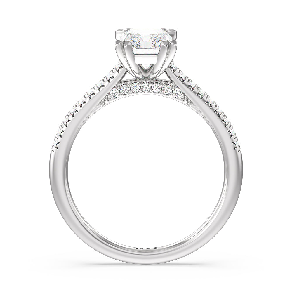 Radiant Cut Double Claw Hidden Accent Engagement Ring with Lab Grown Diamond in 14KT Platinum view 2
