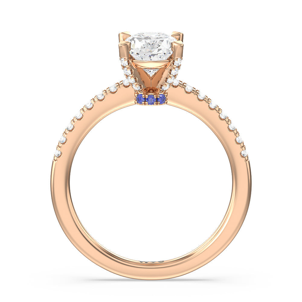 Veronica Spire Under Halo Engagement Ring with Oval Cut Diamond in 14KT Rose Gold view 2

