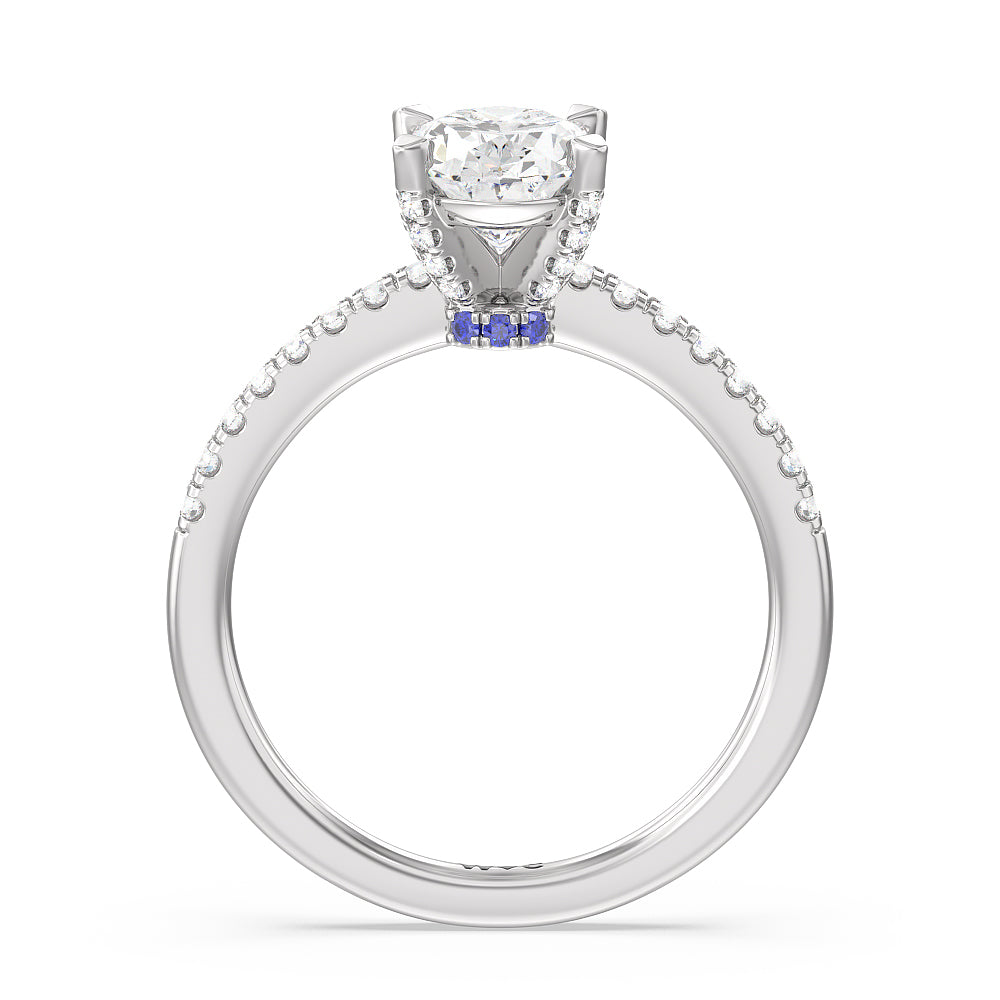 Veronica Spire Under Halo Engagement Ring with Oval Cut Diamond in 14KT Platinum view 2
