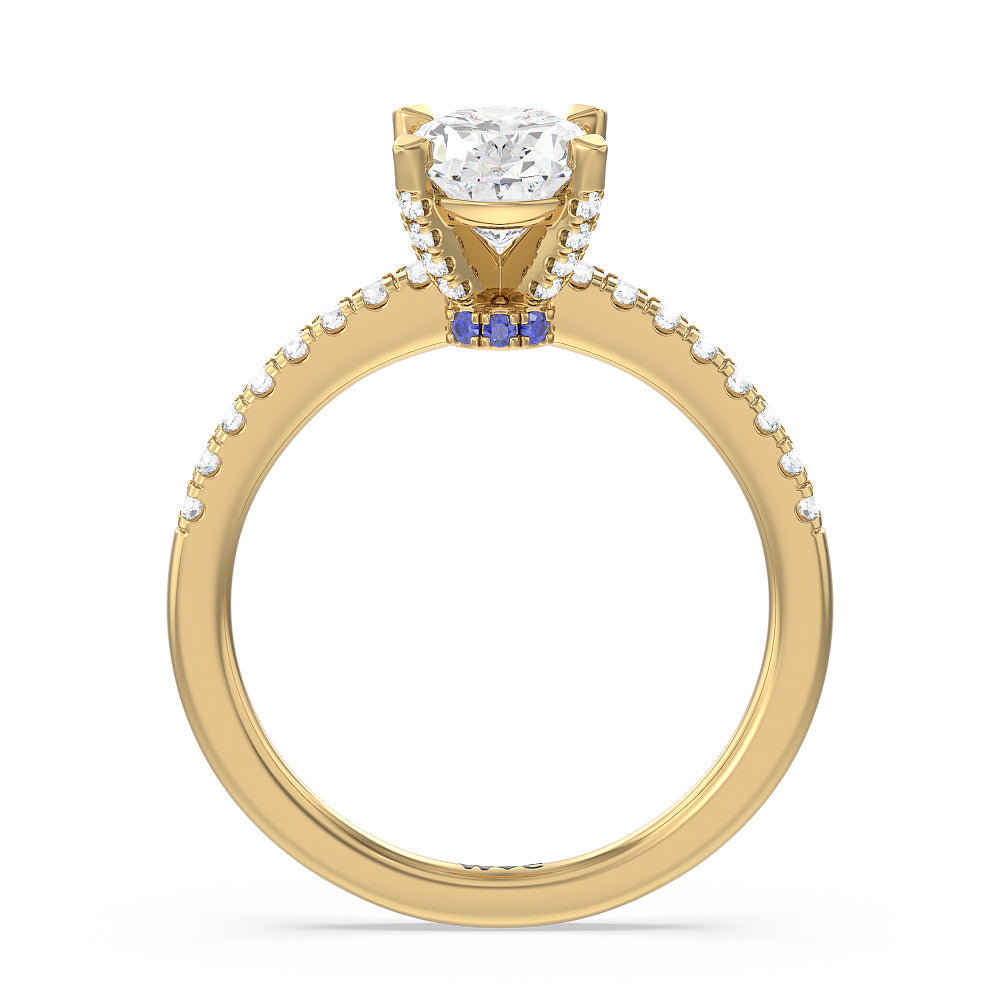 Veronica Spire Under Halo Engagement Ring with Oval Cut Diamond in 14KT Yellow Gold view 2
