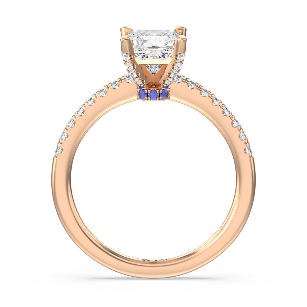 Veronica Spire Under Halo Engagement Ring with Princess Cut Diamond in 14KT Rose Gold view 2
