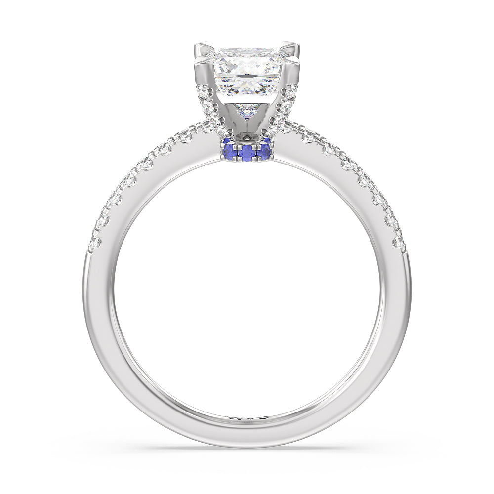 Veronica Spire Under Halo Engagement Ring with Princess Cut Diamond in 14KT Platinum view 2
