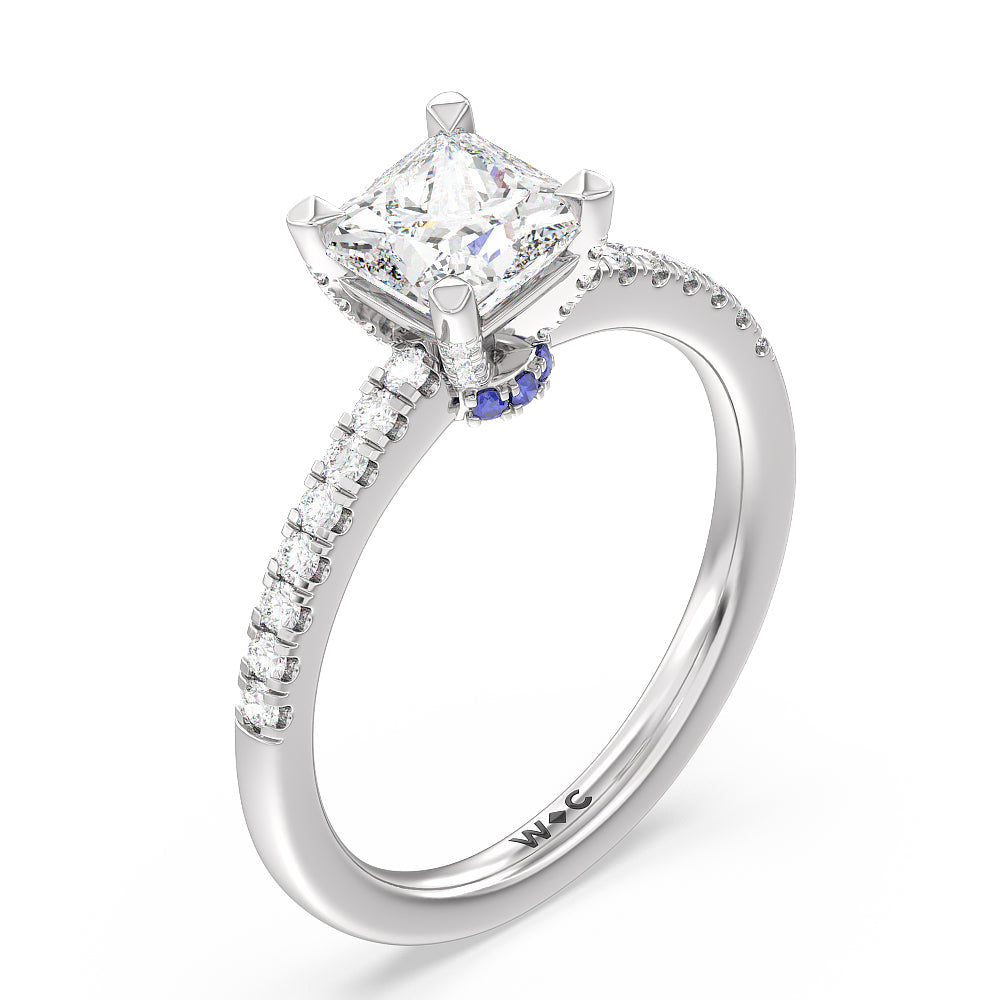 Veronica Spire Under Halo Engagement Ring with Princess Cut Diamond in 14KT Platinum view 3
