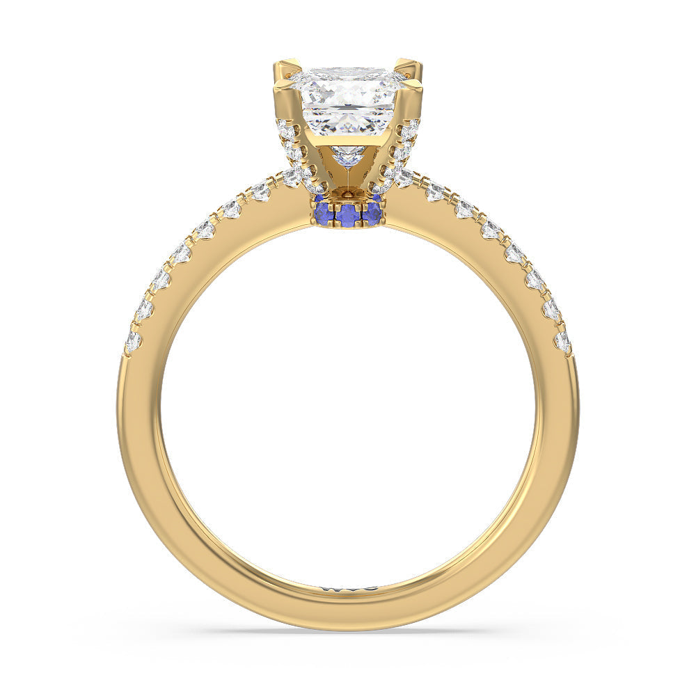 Veronica Spire Under Halo Engagement Ring with Princess Cut Diamond in 14KT Yellow Gold view 2

