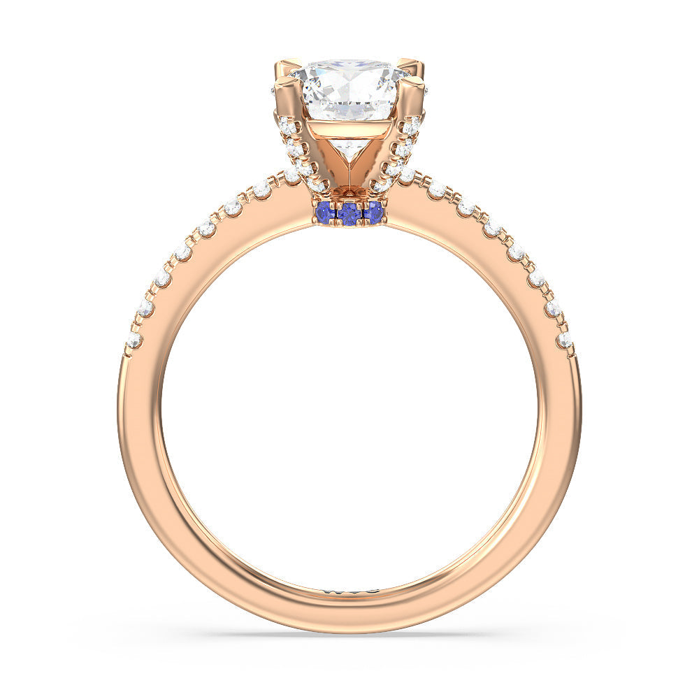 Veronica Spire Under Halo Engagement Ring with Round Cut Diamond in 14KT Rose Gold view 2
