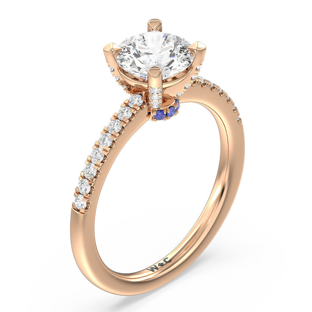 Veronica Spire Under Halo Engagement Ring with Round Cut Diamond in 14KT Rose Gold view 3
