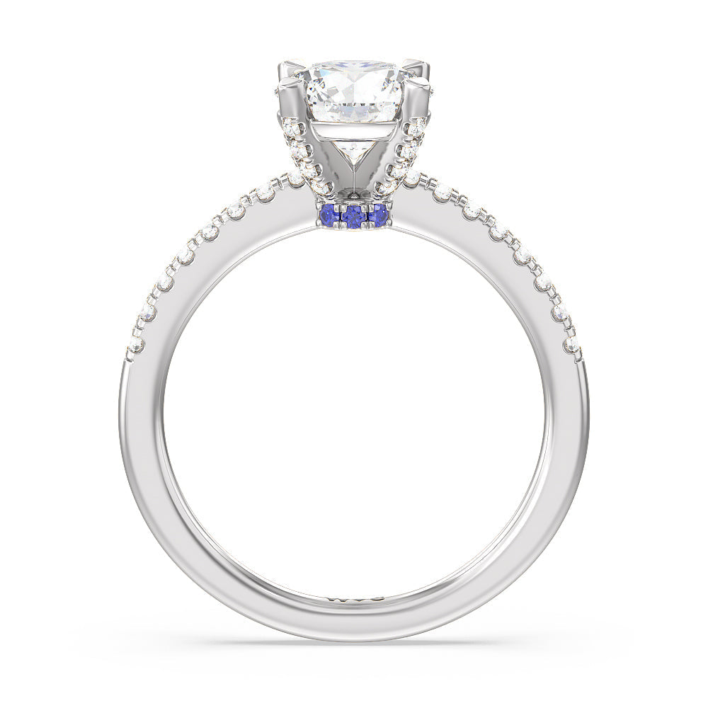 Veronica Spire Under Halo Engagement Ring with Round Cut Diamond in 14KT Platinum view 2
