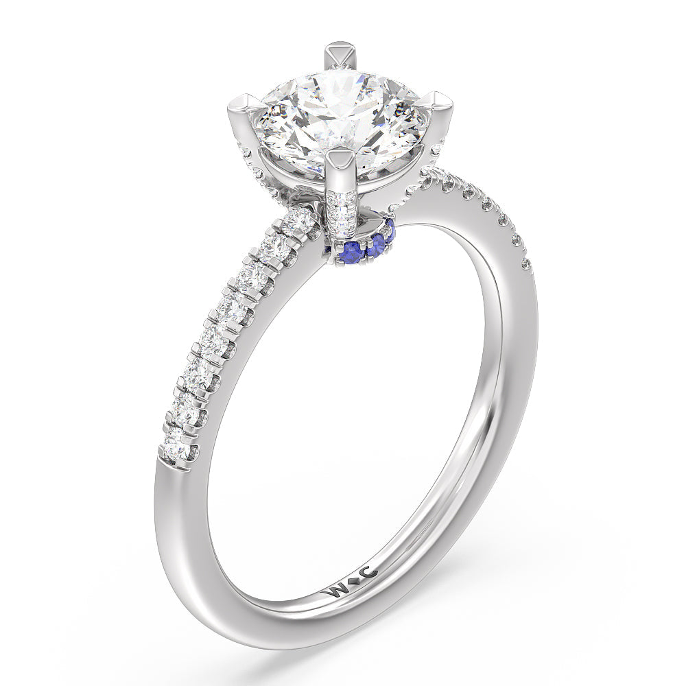 Veronica Spire Under Halo Engagement Ring with Round Cut Diamond in 14KT Platinum view 3
