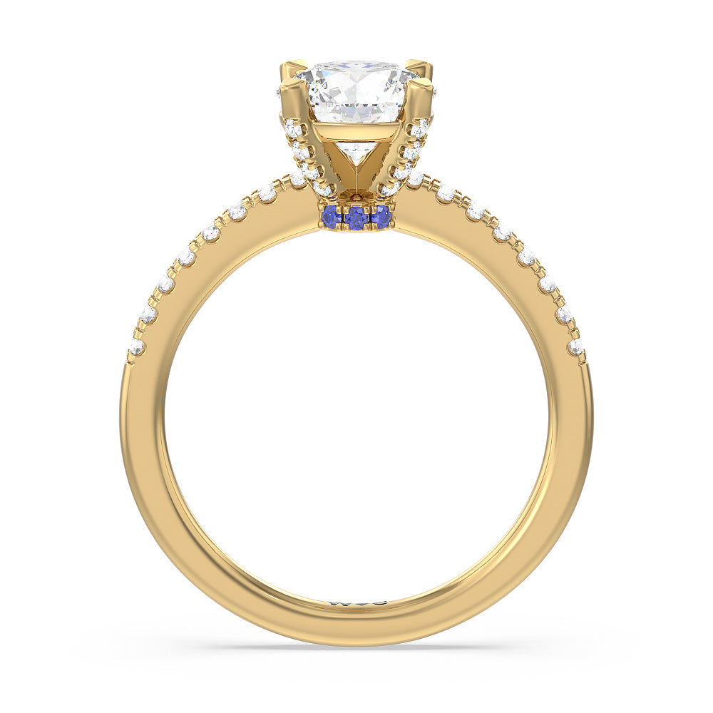 Veronica Spire Under Halo Engagement Ring with Round Cut Diamond in 14KT Yellow Gold view 2
