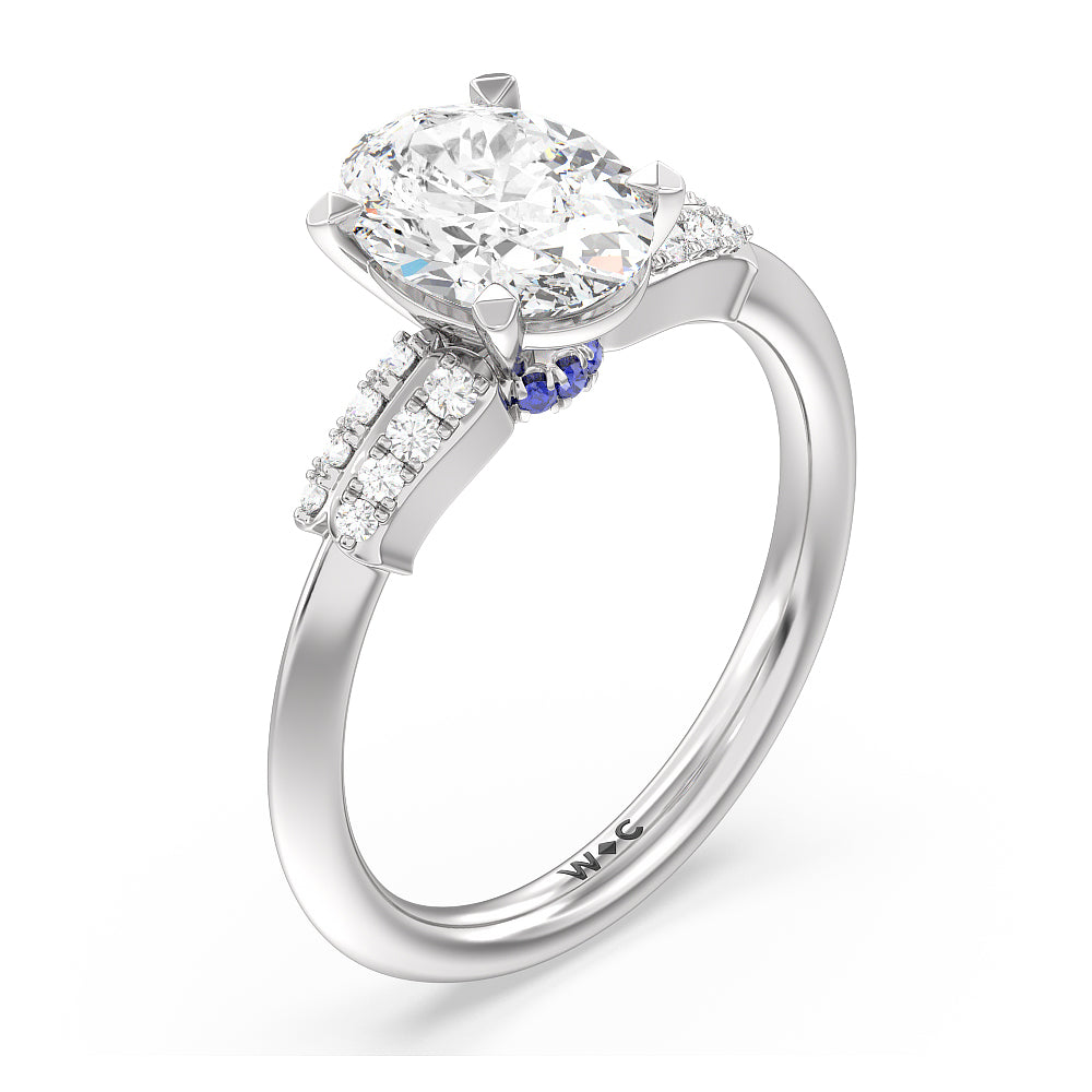 Oval Cut Something Blue Bluebell Floral Engagement Ring with Lab Grown Diamond in 14KT Platinum view 3
