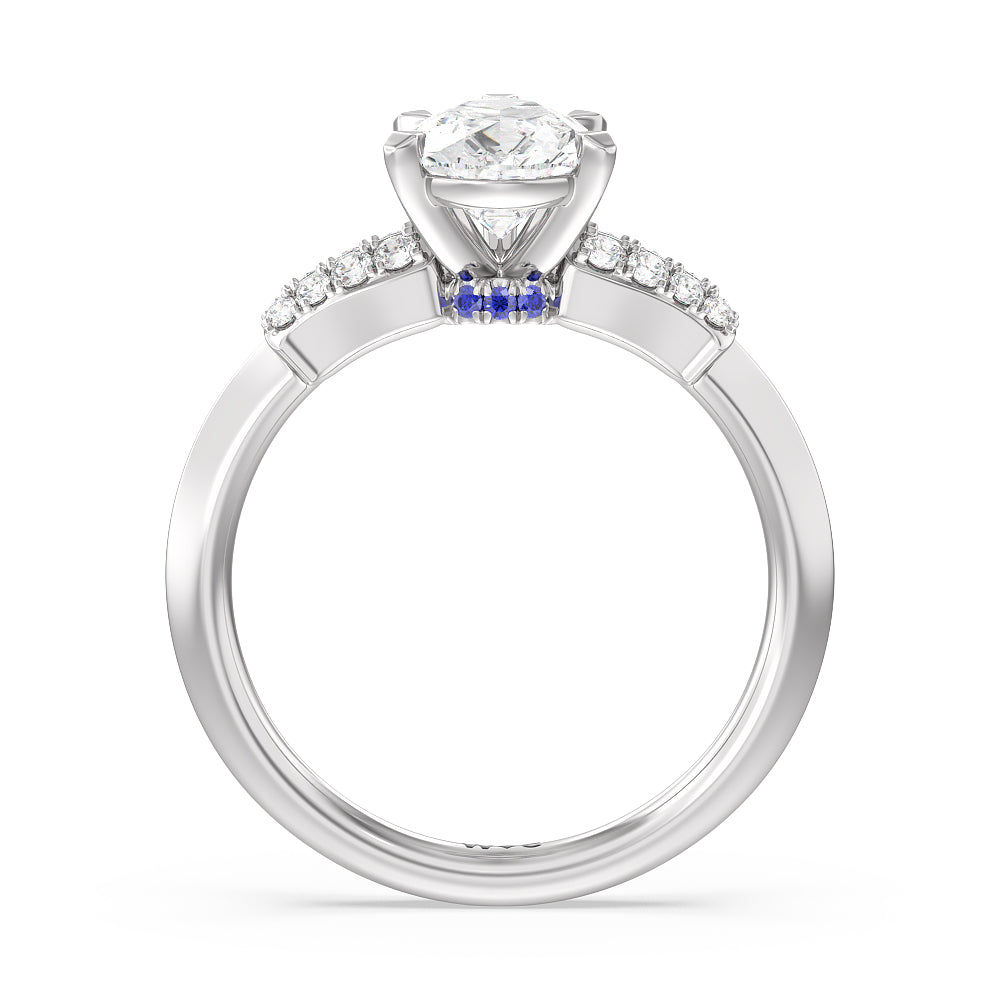 Pear Cut Something Blue Bluebell Floral Engagement Ring with Lab Grown Diamond in 14KT Platinum view 2
