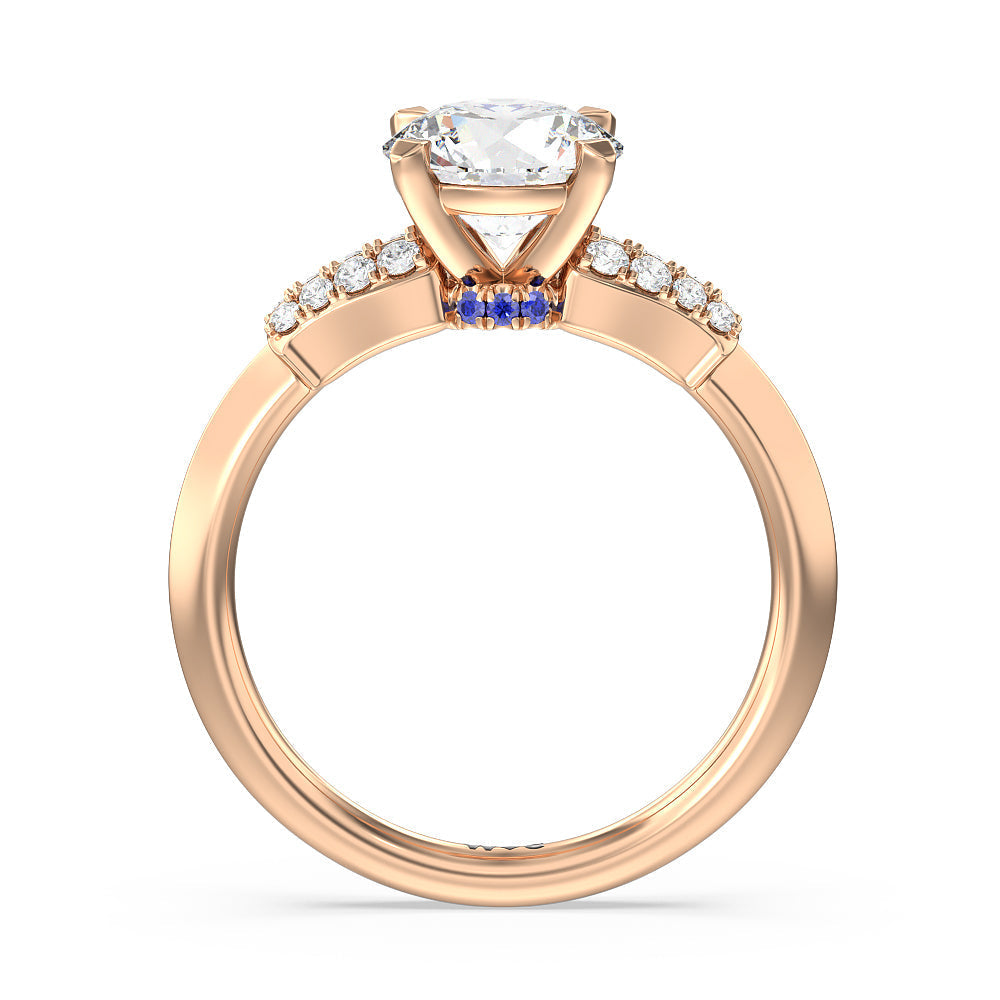 Round Cut Something Blue Bluebell Floral Engagement Ring with Lab Grown Diamond in 14KT Rose Gold view 2
