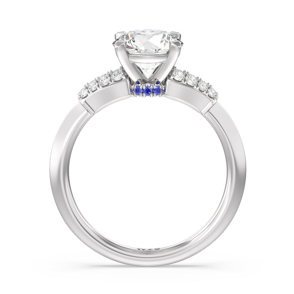 Round Cut Something Blue Bluebell Floral Engagement Ring with Lab Grown Diamond in 14KT Platinum view 2

