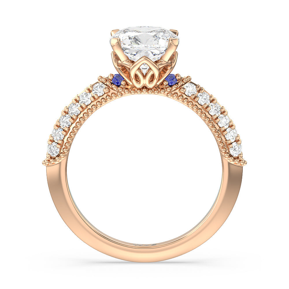 Orchid Knife Edge Engagement Ring with Cushion Cut Diamond in 14KT Rose Gold view 2
