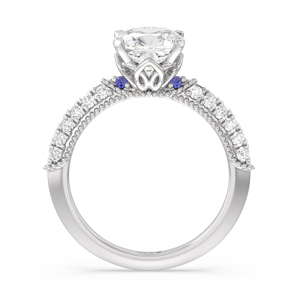 Orchid Knife Edge Engagement Ring with Cushion Cut Diamond in 14KT Platinum view 2
