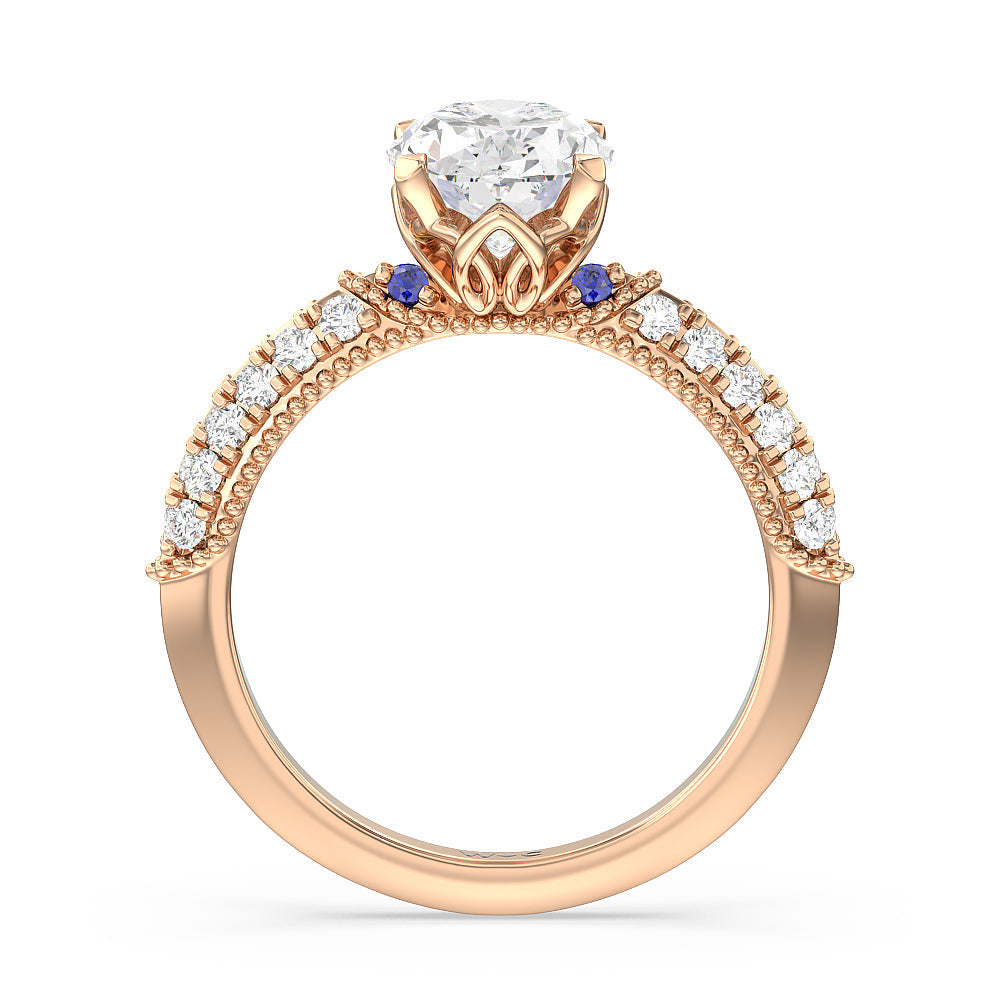 Orchid Knife Edge Engagement Ring with Oval Cut Diamond in 14KT Rose Gold view 2
