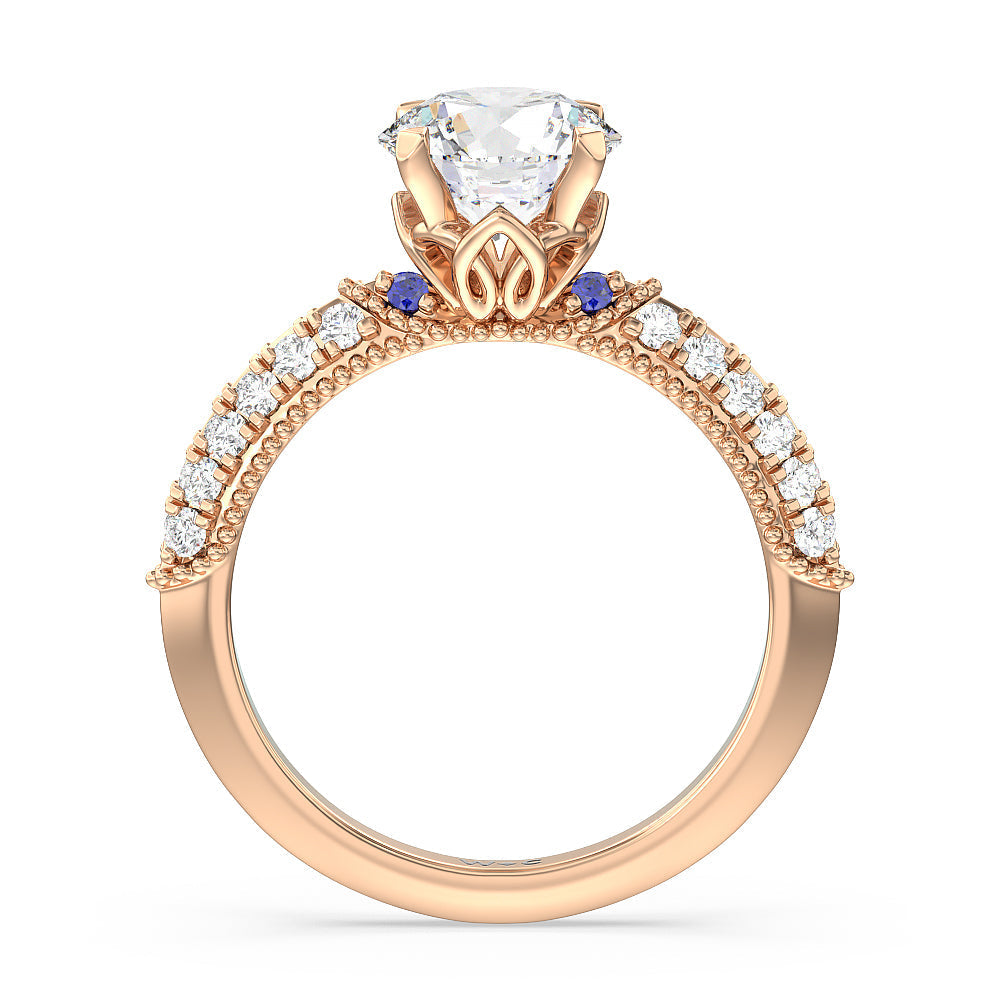 Orchid Knife Edge Engagement Ring with Round Cut Diamond in 14KT Rose Gold view 2
