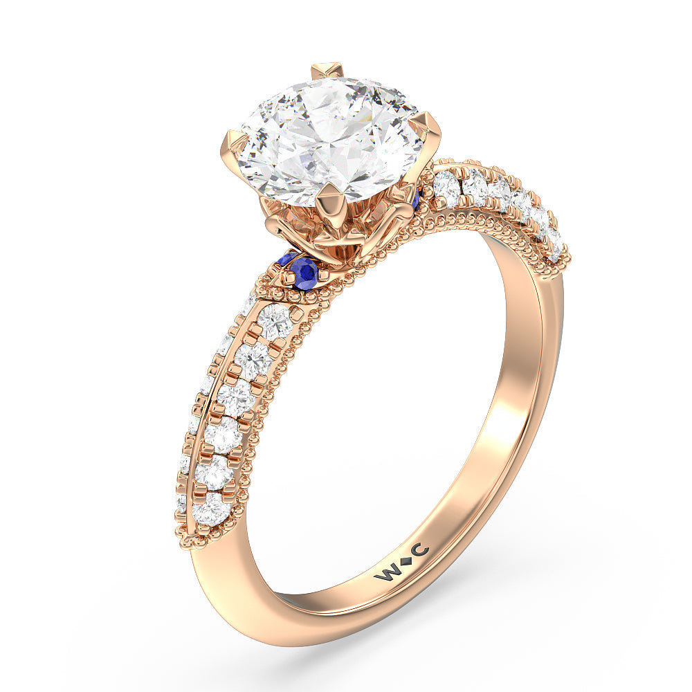 Orchid Knife Edge Engagement Ring with Round Cut Diamond in 14KT Rose Gold view 3
