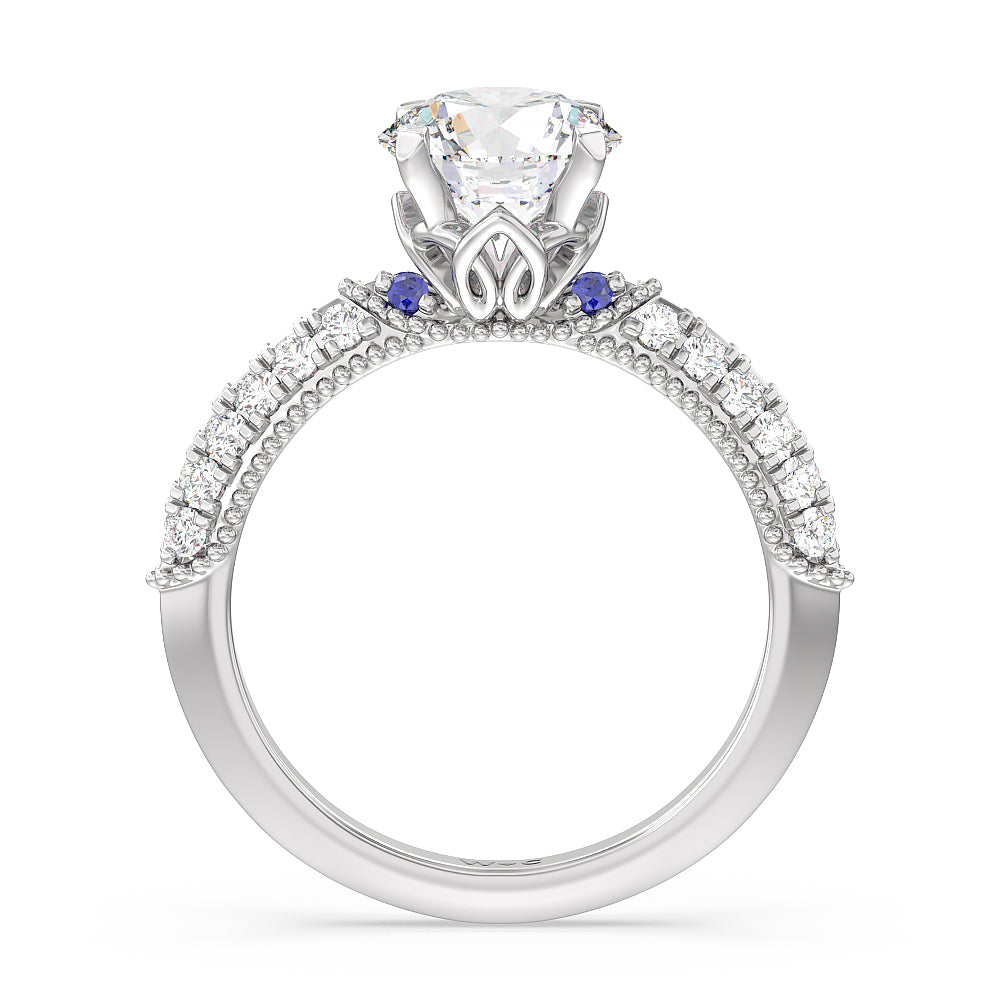 Something Blue Orchid Knife Edge Engagement Ring with Round Cut Diamond in 14KT Platinum view 2
