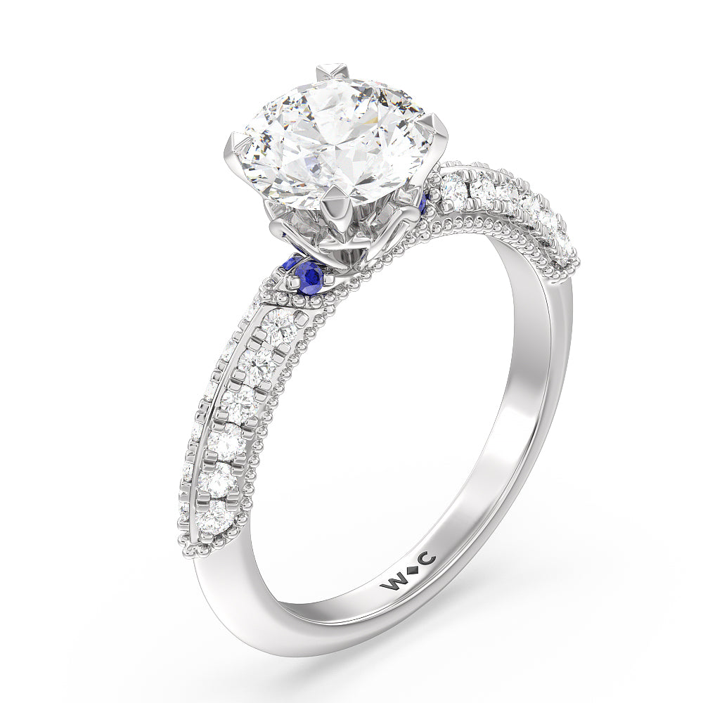 Orchid Knife Edge Engagement Ring with Round Cut Diamond in 14KT Platinum view 3
