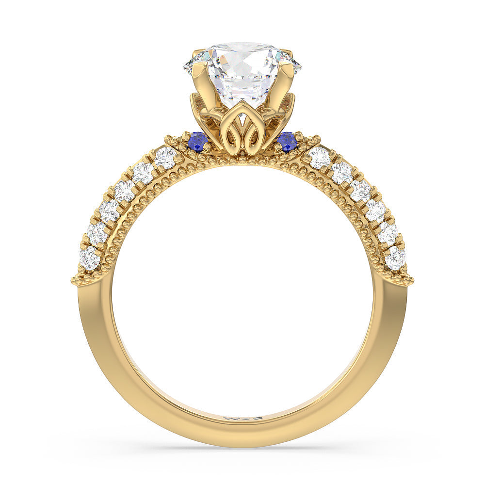 Orchid Knife Edge Engagement Ring with Round Cut Diamond in 14KT Yellow Gold view 2
