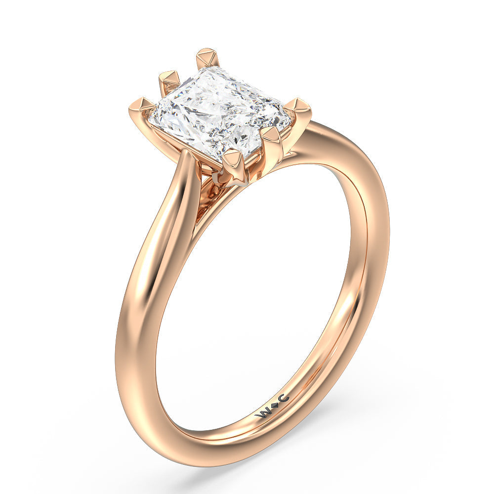 Six Prong Tulip Solitaire Engagement Ring with Radiant Cut Diamond in 14KT Rose Gold view 3
