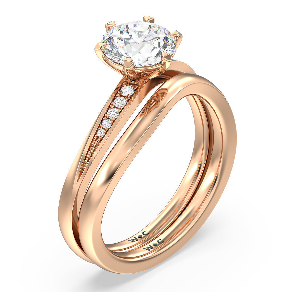 Emerald Cut Six Prong Wavy Diamond Shank Engagement Ring with Lab Grown Diamond in 14KT Rose Gold view 4
