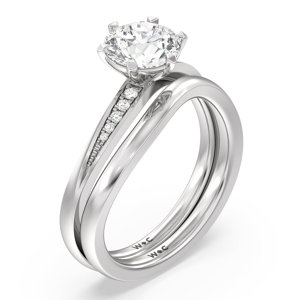 Round Cut Six Prong Wavy Diamond Shank Engagement Ring with Lab Grown Diamond in 14KT Platinum view 4
