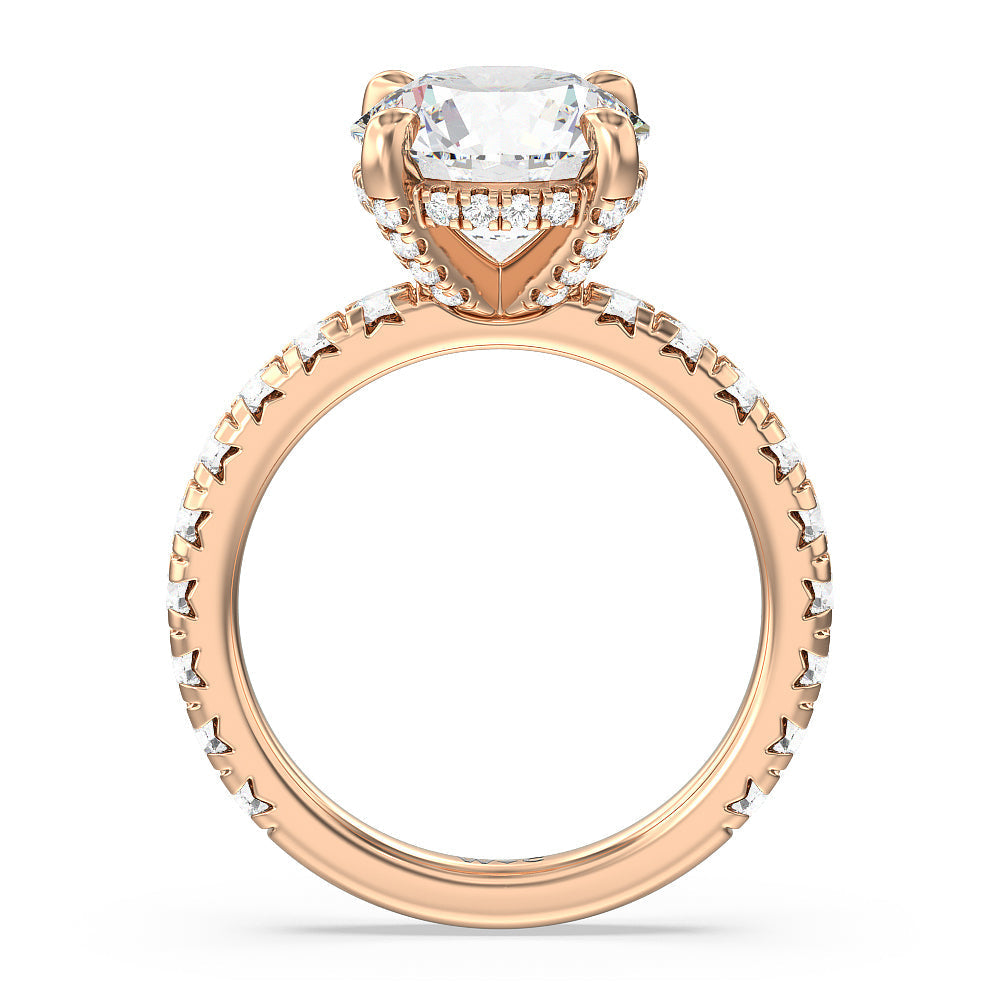 Studded Hidden Accents Engagement Ring with Round Cut Diamond in 14KT Rose Gold view 2
