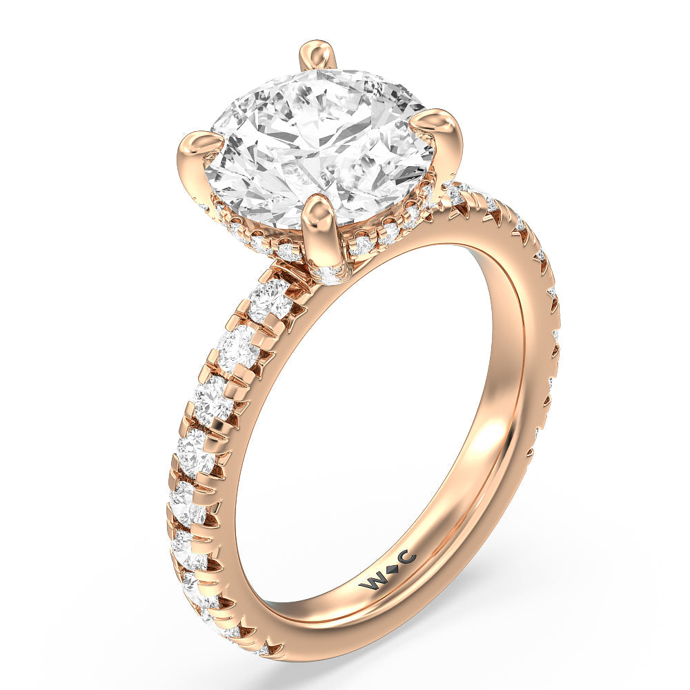 Studded Hidden Accents Engagement Ring with Round Cut Diamond in 14KT Rose Gold view 3
