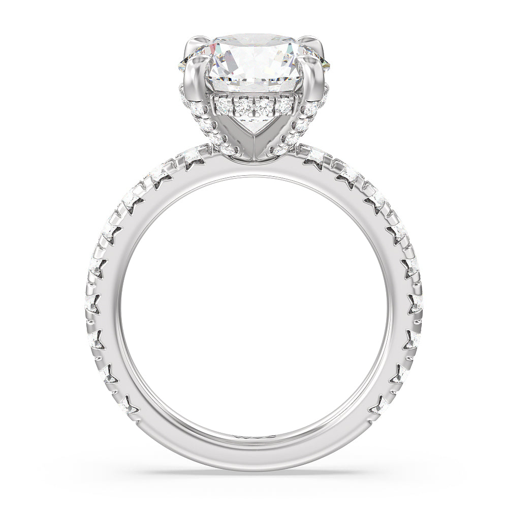 Studded Hidden Accents Engagement Ring with Round Cut Diamond in 14KT Platinum view 2
