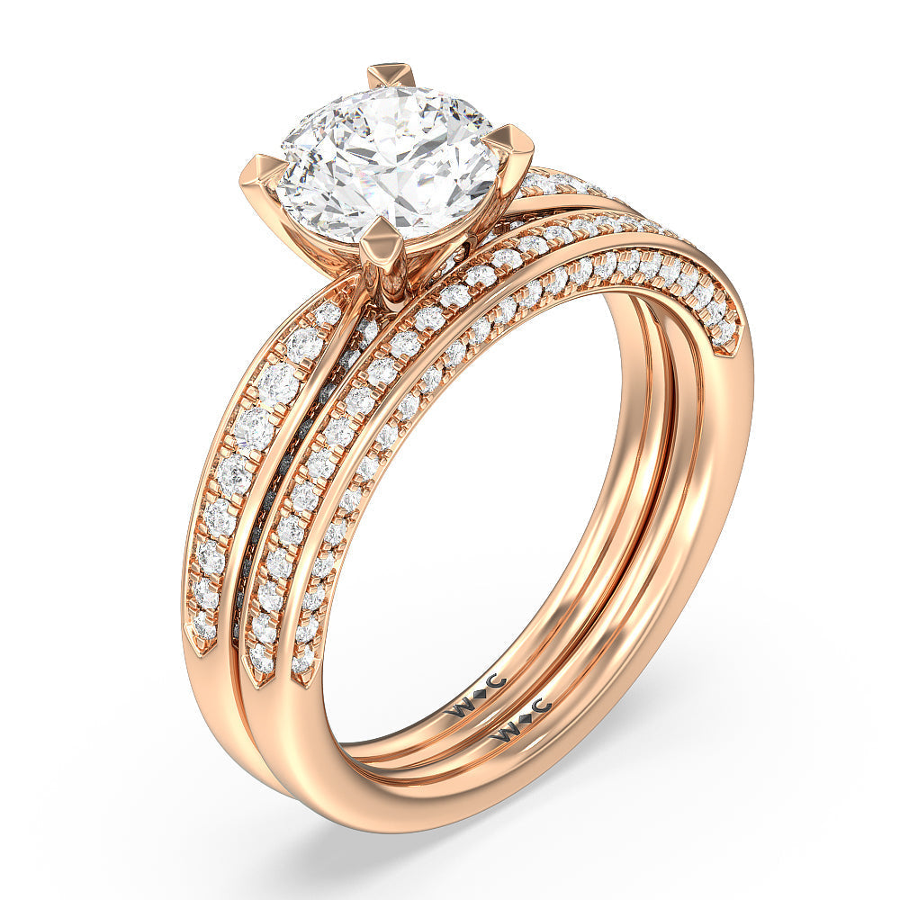 Aura Hidden Accent Pinched Shank Engagement Ring with Cushion Cut Diamond in 14KT Rose Gold view 4
