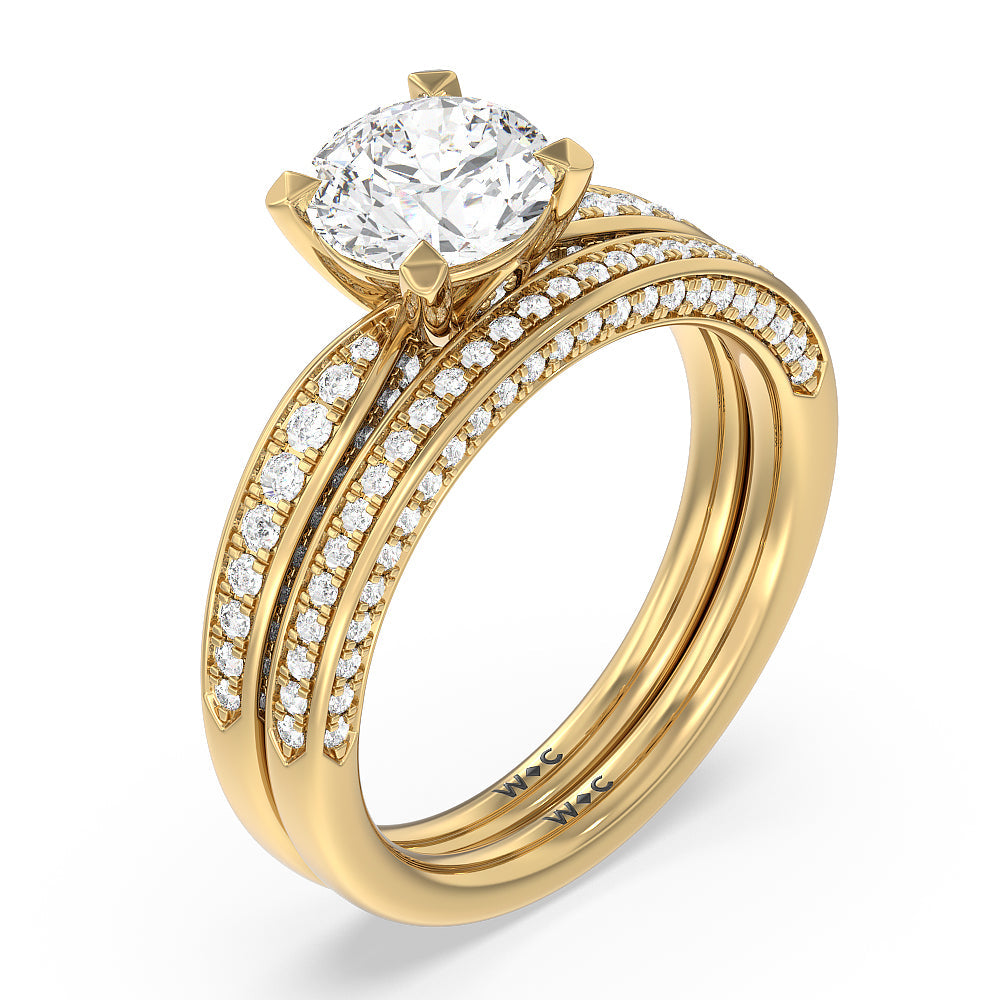 Aura Hidden Accent Pinched Shank Engagement Ring with Emerald Cut Diamond in 14KT Yellow Gold view 4
