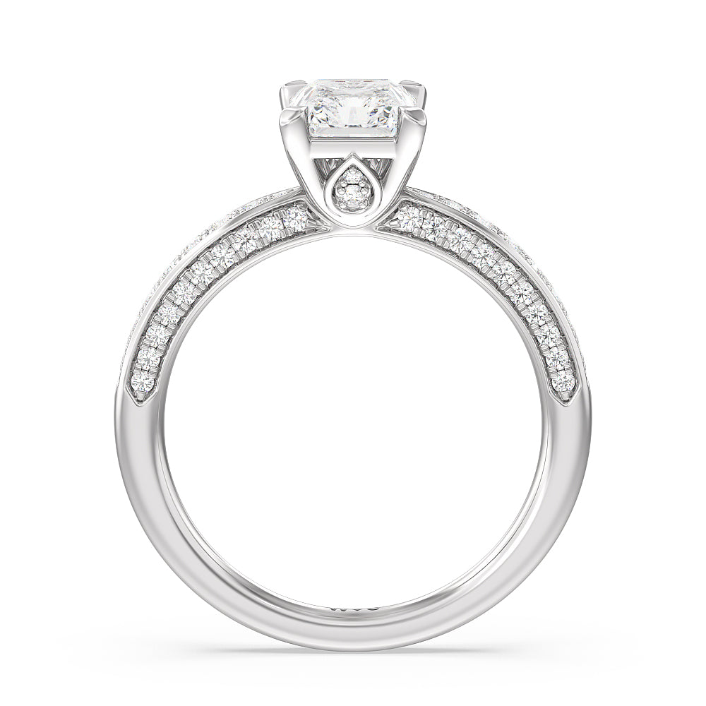 Aura Hidden Accent Pinched Shank Engagement Ring with Radiant Cut Diamond in 14KT Platinum view 2
