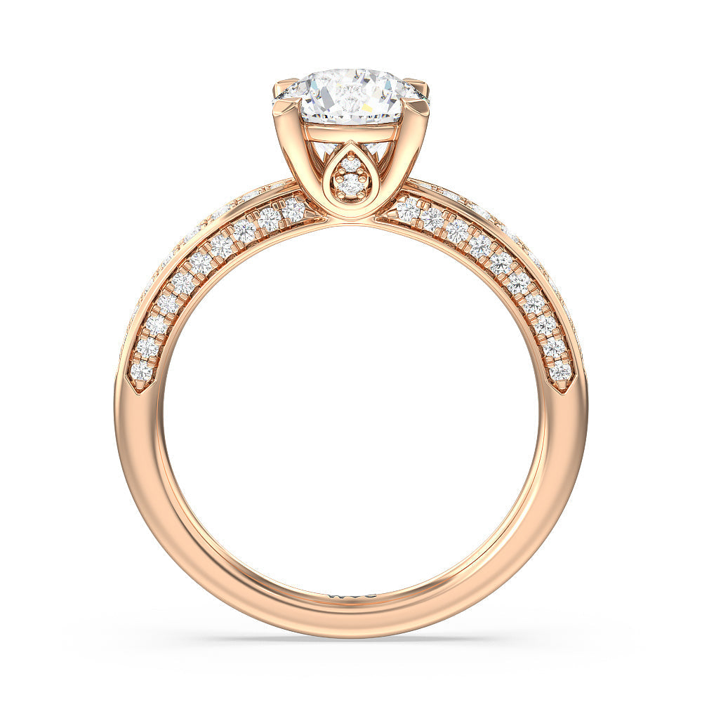 Aura Hidden Accent Pinched Shank Engagement Ring with Round Cut Diamond in 14KT Rose Gold view 2
