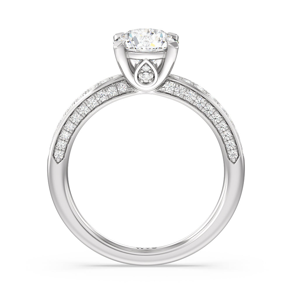 Aura Hidden Accent Pinched Shank Engagement Ring with Round Cut Diamond in 14KT Platinum view 2
