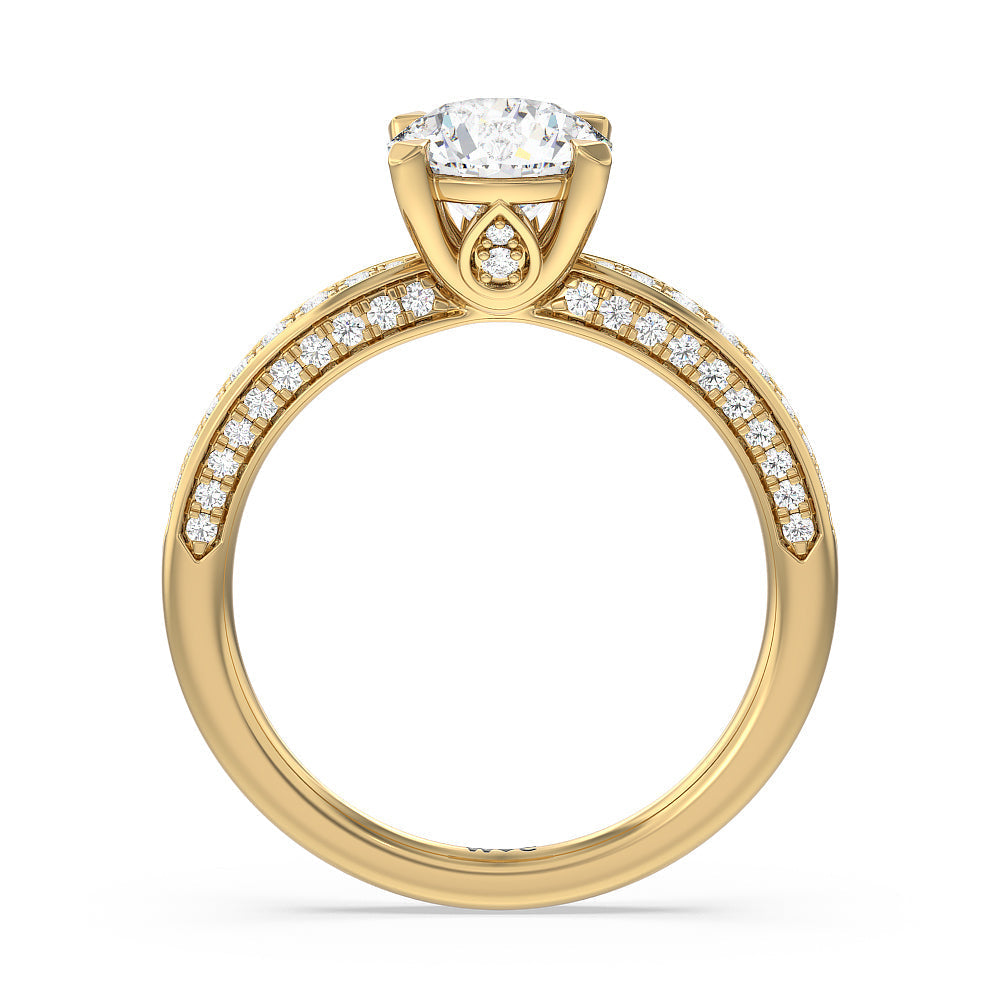 Aura Hidden Accent Pinched Shank Engagement Ring with Round Cut Diamond in 14KT Yellow Gold view 2
