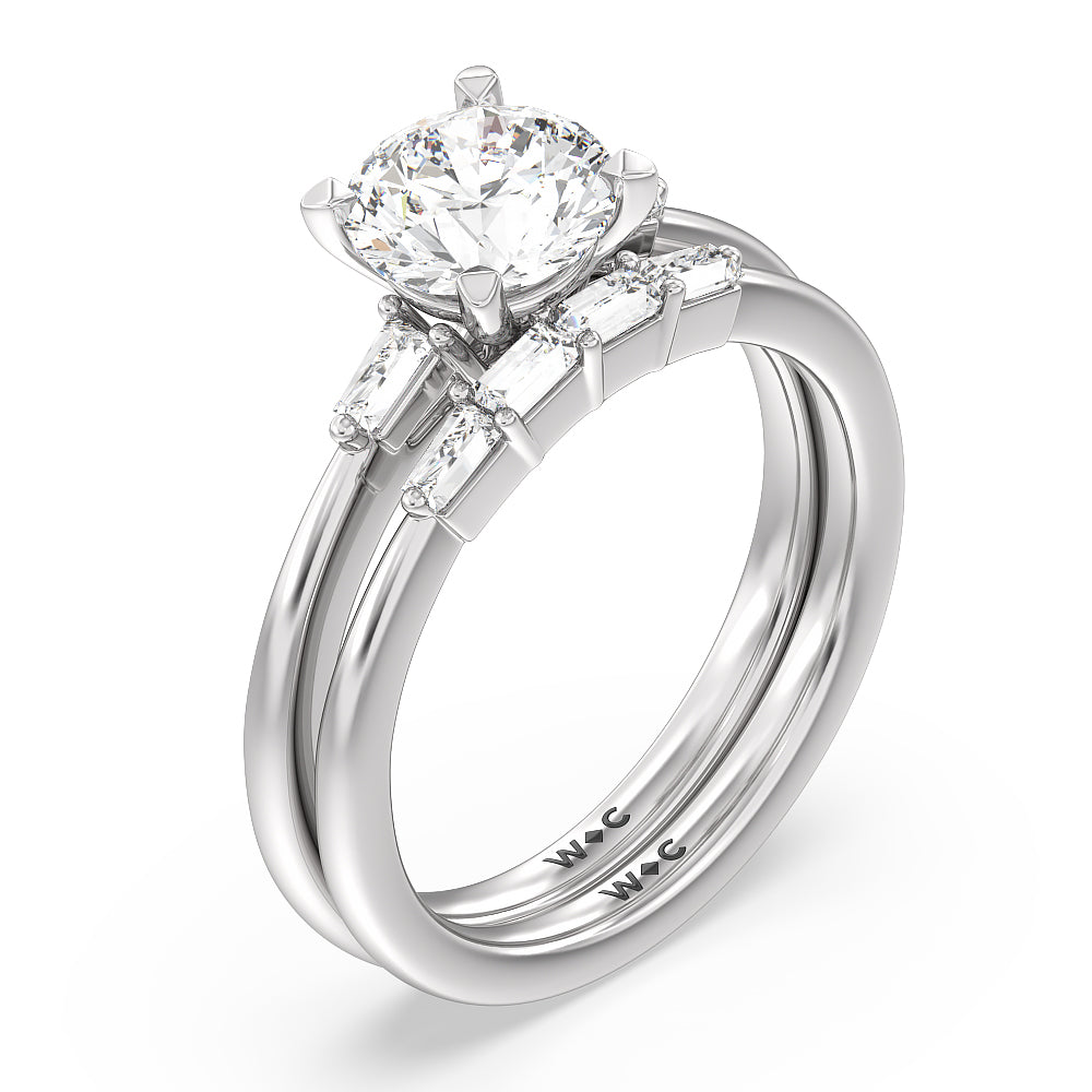 Radiant Cut Baguette Side Stone Engagement Ring with Lab Grown Diamond in 14KT Platinum view 4
