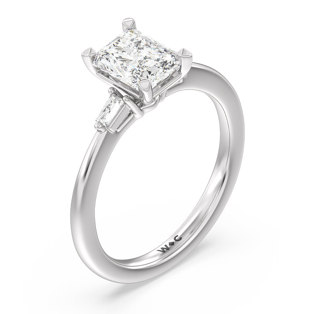 Radiant Cut Baguette Side Stone Engagement Ring with Lab Grown Diamond in 14KT Platinum view 3
