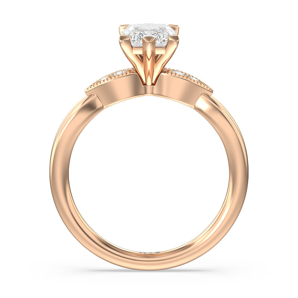 Radiant Cut Vintage Six Prong Side Stone Diamond Engagement Ring with Lab Grown Diamond in 14KT Rose Gold view 2
