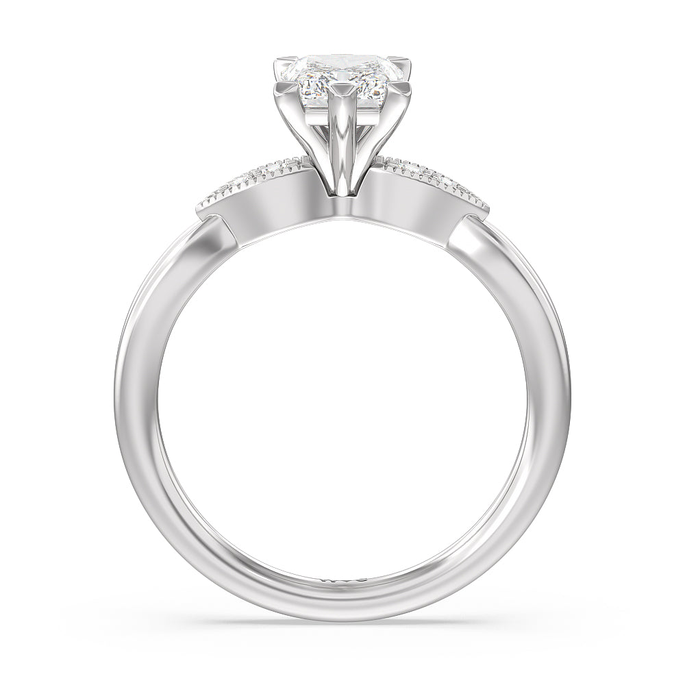 Radiant Cut Vintage Six Prong Side Stone Diamond Engagement Ring with Lab Grown Diamond in 14KT Platinum view 2
