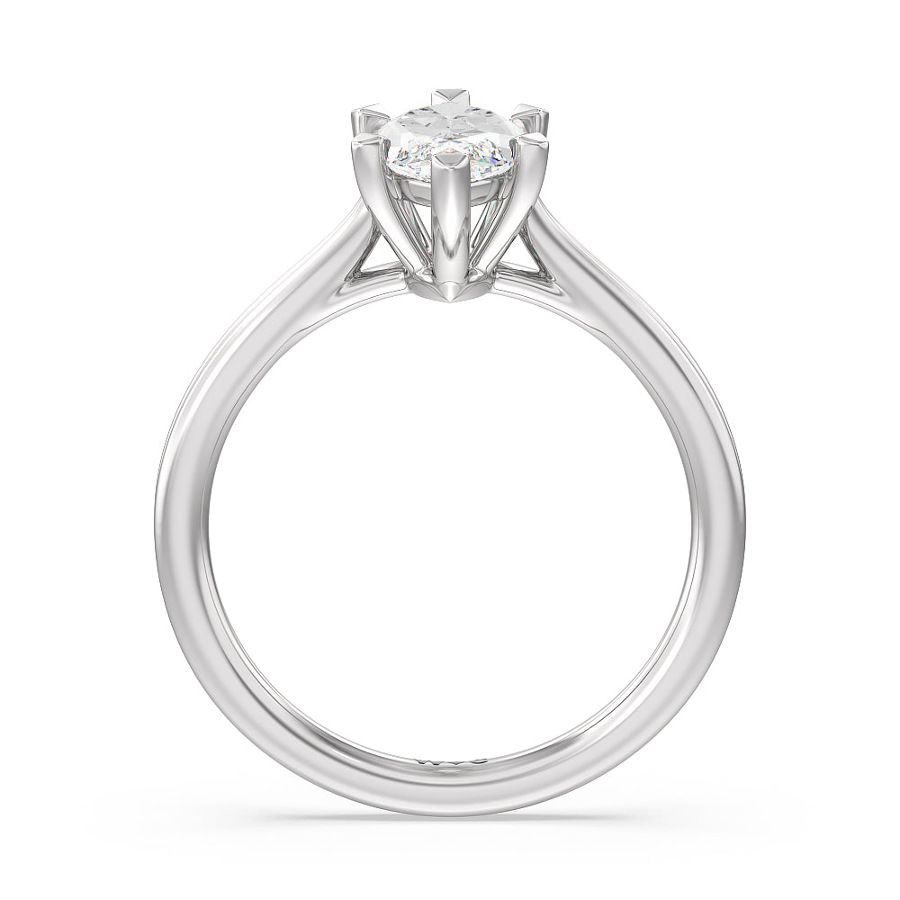 Grooved Taper Cathedral Solitaire Engagement Ring with Marquise Cut Diamond in 14KT Platinum view 2
