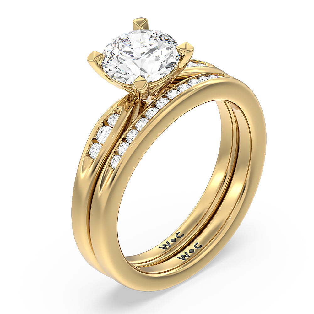 Radiant Cut Petite Channel Set Engagement Ring with Lab Grown Diamond in 14KT Yellow Gold view 4
