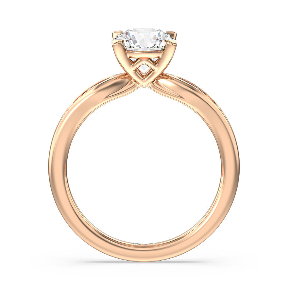 Round Cut Petite Channel Set Engagement Ring with Lab Grown Diamond in 14KT Rose Gold view 2
